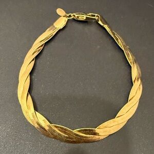 Vintage 14KGE B.C. LIND Gold Electroplated Braided Flat Chain Bracelet 7.6g.